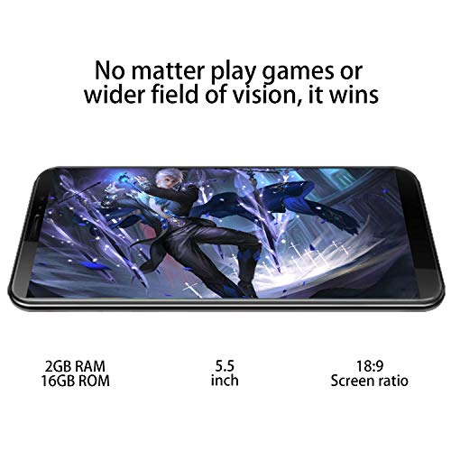 Hafury A7 - Smartphone de 5.5 ” (18:9) Pantalla táctil Android 9.0 Teléfono Libre con Pantalla táctil, Dual SIM Dual Standby, 2GB RAM 16GB ROM, 8MP cámara trasera/5MP cámara Frontal, Negro