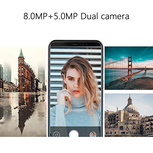 Hafury A7 - Smartphone de 5.5 ” (18:9) Pantalla táctil Android 9.0 Teléfono Libre con Pantalla táctil, Dual SIM Dual Standby, 2GB RAM 16GB ROM, 8MP cámara trasera/5MP cámara Frontal, Negro