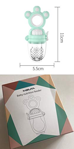 Haioo Chupete Fruta Bebés Antiahogo Alimentador de Fruta bebé Chupete para Alimentos Frescos con Dos Piezas Reemplazadas de Tetina (Verde)