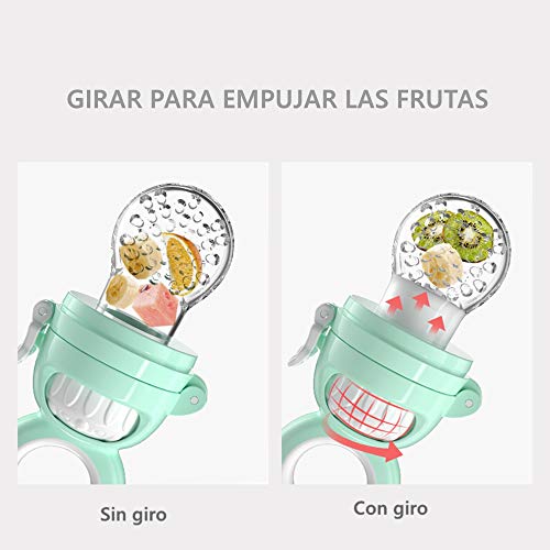 Haioo Chupete Fruta Bebés Antiahogo Alimentador de Fruta bebé Chupete para Alimentos Frescos con Dos Piezas Reemplazadas de Tetina (Verde)