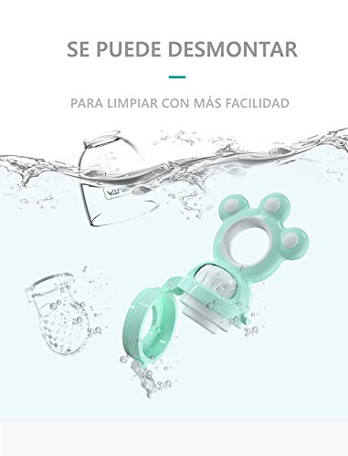 Haioo Chupete Fruta Bebés Antiahogo Alimentador de Fruta bebé Chupete para Alimentos Frescos con Dos Piezas Reemplazadas de Tetina (Verde)