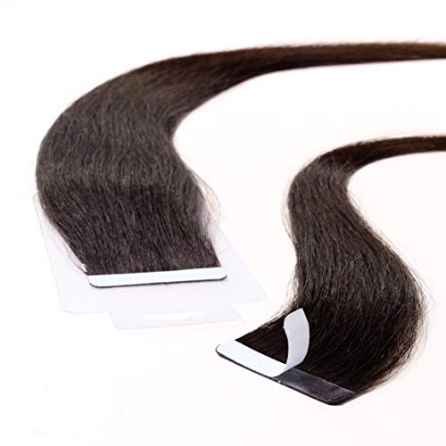 Hair2Heart 10 x 2.5g Extensiones Adhesivas de Pelo Natural - 40cm - Liso, Color 2 Marrón Oscuro