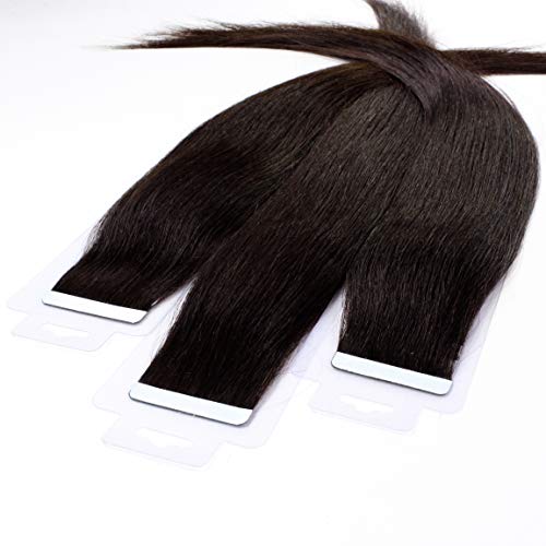 Hair2Heart 10 x 2.5g Extensiones Adhesivas de Pelo Natural - 40cm - Liso, Color 2 Marrón Oscuro