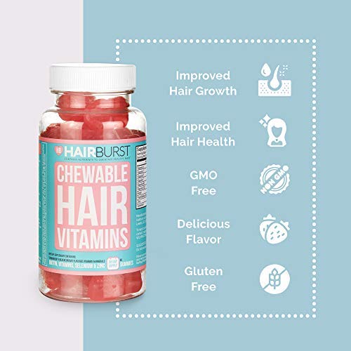 Hairburst ️ Vitaminas para cabello masticable. Formulado para el crecimiento rápido del cabello - Un suministro de un mes - 60 Gomitas - Crecimiento más rápido del cabello