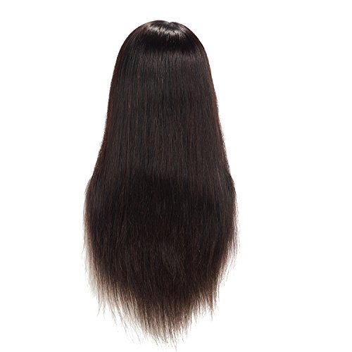 Hairginkgo Cabeza de maniquí 24-26"Cabeza de maniquí de cabello humano Cabeza de entrenamiento de peluquería Cabeza de muñeca de cosmetología para estilizar el tinte con soporte de abrazadera
