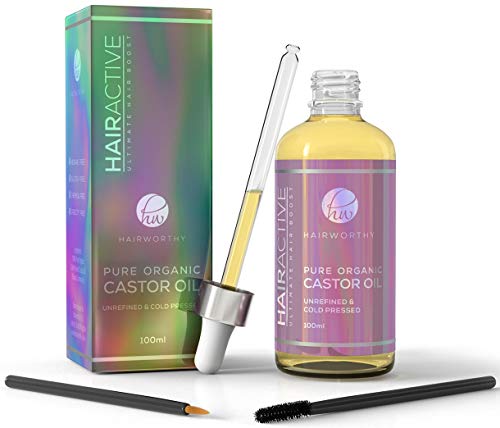 Hairworthy – Aceite de Castor 100% Puro, Orgánico, Prensado En Frío y Natural para un Crecimiento De Cabello, Pestañas Y Cejas Instantáneo. Aceite Premium Libre De Hexano Para La Piel Y Uñas.