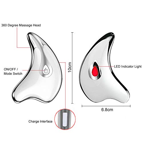 HAJZF Masajeador De Drenaje Linfático, Reafirmante Facial Masajeador De Elevación, 45 ℃ Climatizada Anti Envejecimiento Arrugas, Eliminar Las Bolsas De Los Ojos, Facial Raspado Herramienta,Oro