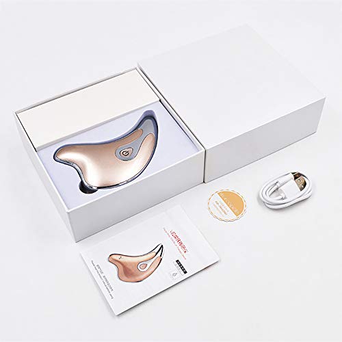 HAJZF Masajeador De Drenaje Linfático, Reafirmante Facial Masajeador De Elevación, 45 ℃ Climatizada Anti Envejecimiento Arrugas, Eliminar Las Bolsas De Los Ojos, Facial Raspado Herramienta,Oro