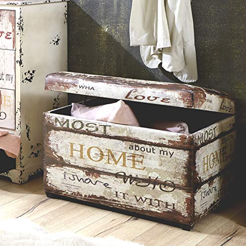 Haku Möbel caja de asiento - Tapizado en apariencia vintage, altura marrón 42 cm