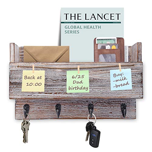 Halcent Revistero Pared Madera Cuelga Llaves Revistero Madera Buzones de Pared Estanteria Colgador Llaves para Entrada Casa Oficina