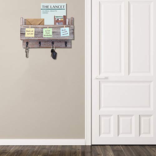 Halcent Revistero Pared Madera Cuelga Llaves Revistero Madera Buzones de Pared Estanteria Colgador Llaves para Entrada Casa Oficina