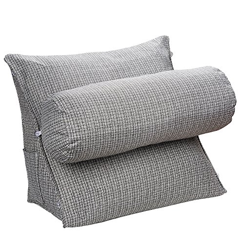 HALOViE Almohada ajustable de cuña y triángulo con soporte para la espalda, ángulo y cuello para lectura, sofá, cama, oficina y silla 47 * 45 * 23cm Gris