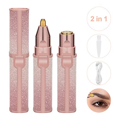 HALOVIE Depiladora Facial Mujer Electrica Afeitadora Removedor de Vello 2 en 1 Maquina Depilar Facial USB Recargable Impermeable Portátil sin Dolor Luz LED para Mejillas Labios Barbilla Cuello Cejas