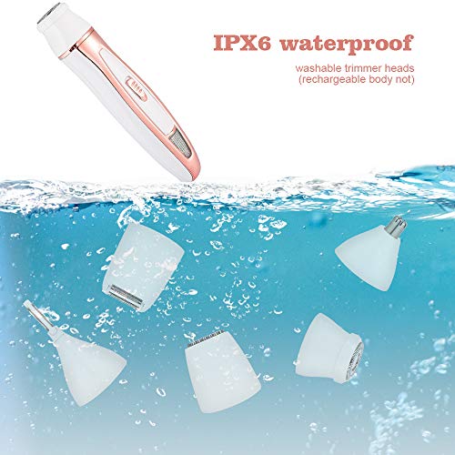 HALOVIE Depiladora Mujer Afeitadora Eléctrica 5 en 1 Maquina Depilar Facial Recortador Inalámbrica USB Recargable Impermeable sin Dolor para Cara, Cejas, Piernas, Nariz, Axila, Bikini