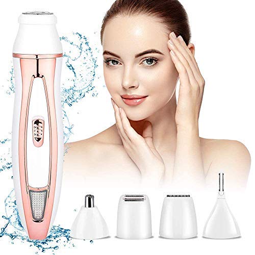 HALOVIE Depiladora Mujer Afeitadora Eléctrica 5 en 1 Maquina Depilar Facial Recortador Inalámbrica USB Recargable Impermeable sin Dolor para Cara, Cejas, Piernas, Nariz, Axila, Bikini