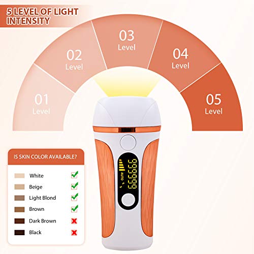 HALOVIE - Depiladoras con luz pulsada (2 modos, 5 niveles de energía con 999999 flashes IPL, dispositivo de depilación profesional, portátil, depilación permanente para cuerpo cara, camiseta de aletas