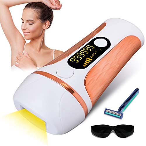 HALOVIE - Depiladoras con luz pulsada (2 modos, 5 niveles de energía con 999999 flashes IPL, dispositivo de depilación profesional, portátil, depilación permanente para cuerpo cara, camiseta de aletas