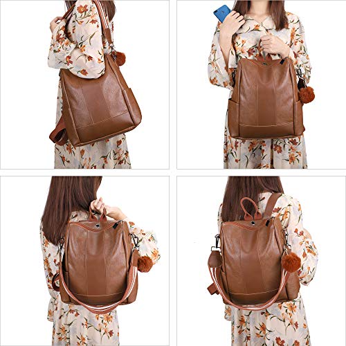 HALOVIE Mochila Antirrobo para Mujer Impermeable Bolsos Bandolera Casual Monedero Cuero de PU Bolsa de Hombro Escuela Viaje Compras Señoras Bolsos de Mano Escolares Gran Capacidad Ligera Moda Regalo