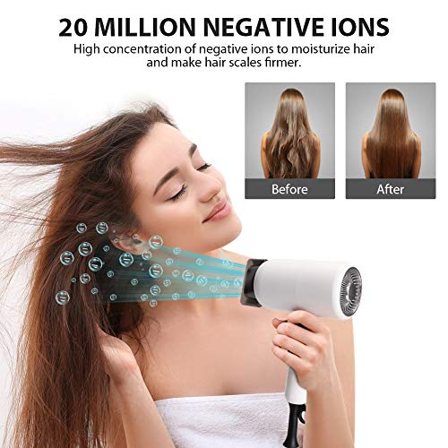 HALOVIE Secador de Pelo Profesional Función Iónico 1800W Potente Secador de Cabello 3 Velocidades y Temperaturas con Difusor y Boquilla Botón de Aire Frío Secado Rápido Portátil para Salón Casa Viaje