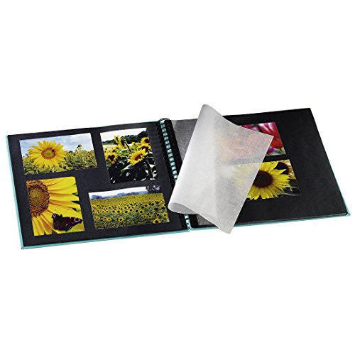 Hama Fine Art - Álbum de fotos, 50 páginas negras (25 hojas) para pegar fotos, álbum con espiral, 36 x 32 cm, con compartimento para insertar foto, turquesa