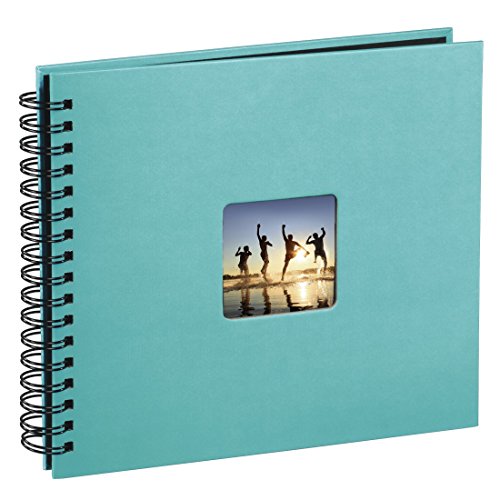 Hama Fine Art - Álbum de fotos, 50 páginas negras (25 hojas) para pegar fotos, álbum con espiral, 36 x 32 cm, con compartimento para insertar foto, turquesa