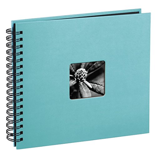 Hama Fine Art - Álbum de fotos, 50 páginas negras (25 hojas) para pegar fotos, álbum con espiral, 36 x 32 cm, con compartimento para insertar foto, turquesa