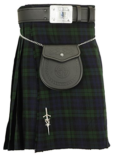 Hamilton Kilts Falda Escocesa Vestido Tierras Altas Tradicional Hombres Kilt - Blackwatch, W34