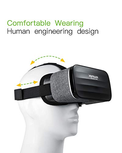 HAMSWAN Gafas de Realidad Virtual, [Regalos para Padre] 3D VR Peso Ligero 238g, VR Glasses Visión Panorámico 360 Grado Película 3D Juego Immersivo para Móviles 4.0-6.0 Pulgada