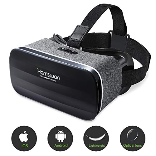 HAMSWAN Gafas de Realidad Virtual, [Regalos para Padre] 3D VR Peso Ligero 238g, VR Glasses Visión Panorámico 360 Grado Película 3D Juego Immersivo para Móviles 4.0-6.0 Pulgada