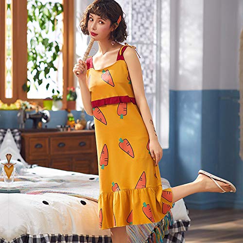 Handaxian Pijama Corto de algodón para Mujer Pijama Casual para Mujer Suelto con Almohadilla para el Pecho Vestido de Mujer 4 XXL