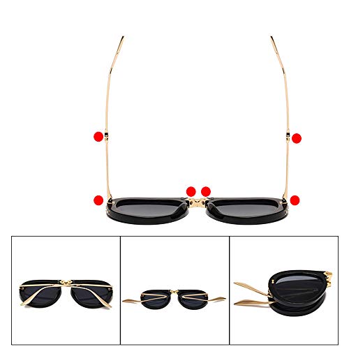 HANFEI Gafas De Sol, Protección UV Polarizada, Elegantes Gafas De Sol Con Incrustaciones De Diamantes, Personalidad Plegable Para Mujer (4)