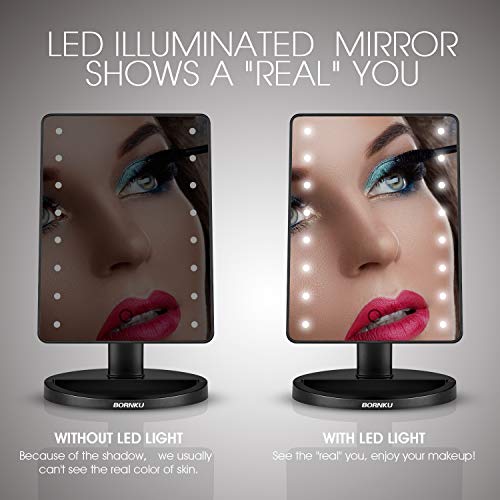 Hangsun Espejo Maquillaje B90 Espejo Baño Espejos Con Luz Para Maquillaje Decorativos con 16 LEDs + 180° de Rotación Para La Mesa, Baño, Viajes, Afeitado