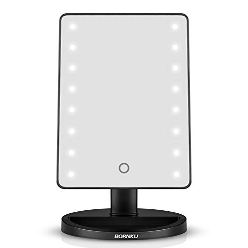 Hangsun Espejo Maquillaje B90 Espejo Baño Espejos Con Luz Para Maquillaje Decorativos con 16 LEDs + 180° de Rotación Para La Mesa, Baño, Viajes, Afeitado