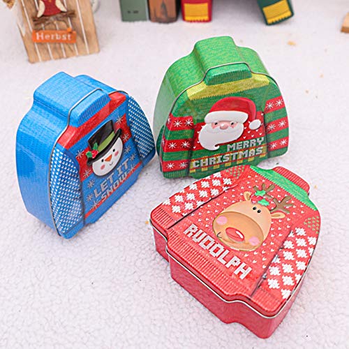 Hankyky Christmas Cookie Latas de metal para anidar con diseños de estampado navideño para regalar Dulces vacíos Snaps de jengibre Recipientes intercambiables Cajas de intercambio de bocadillos