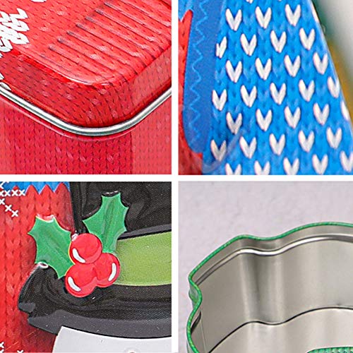 Hankyky Christmas Cookie Latas de metal para anidar con diseños de estampado navideño para regalar Dulces vacíos Snaps de jengibre Recipientes intercambiables Cajas de intercambio de bocadillos