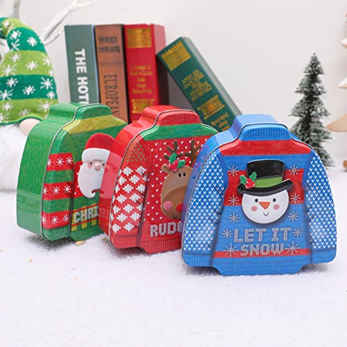 Hankyky Christmas Cookie Latas de metal para anidar con diseños de estampado navideño para regalar Dulces vacíos Snaps de jengibre Recipientes intercambiables Cajas de intercambio de bocadillos