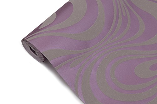 HANMERO moderno minimalista abstracta curvas brillo no tejido 3D papel pintado para dormitorio sala de estar TV telón de fondo púrpura QZ0162