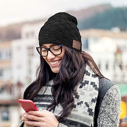 HANPURE Bluetooth Gorro Invierno Hombre Regalos Originales - Gorro con Auriculares Bluetooth 5.0, Gorro de Punto Bluetooth Inalámbrico Música HD, Hombres Mujer Regalos Tecnologicos