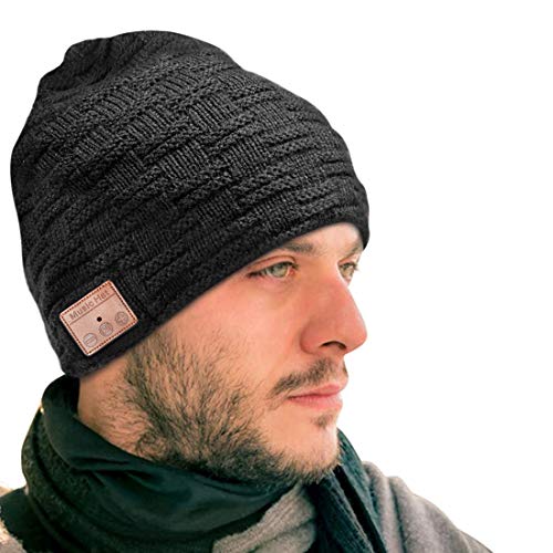 HANPURE Bluetooth Gorro Invierno Hombre Regalos Originales - Gorro con Auriculares Bluetooth 5.0, Gorro de Punto Bluetooth Inalámbrico Música HD, Hombres Mujer Regalos Tecnologicos