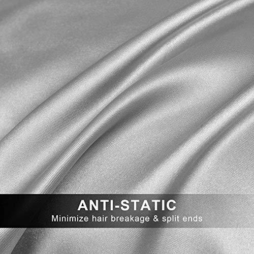 Hansleep Funda Almohada de Satén Sedoso, 50x75 cm 4 Piezas para Pelo Rizado - Microfibra Suave Antiarrugas sin Cremallera (2 Unidades con Cierre de sobre y 2 Unidades con Bordes), Gris Claro