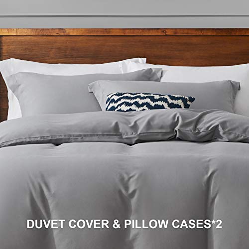 Hansleep Juego de Funda Nórdica Cama 150/160, 260x220 cm Gris Funda de Edredón de Microfibra Suave con 2 Fundas de Almohada 50x75 cm