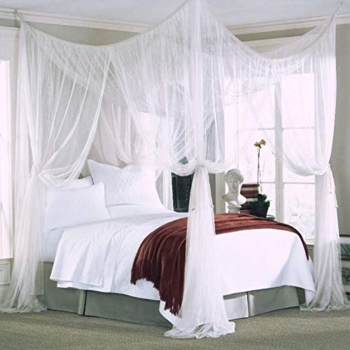 HAOBANLV 4 Cama rincón para el bebé en el Adulto Cuna Red Cubierta de Dosel Mosquitera de Cama para bebés Bebé Mosquitera Toldo para cunas,Blanco