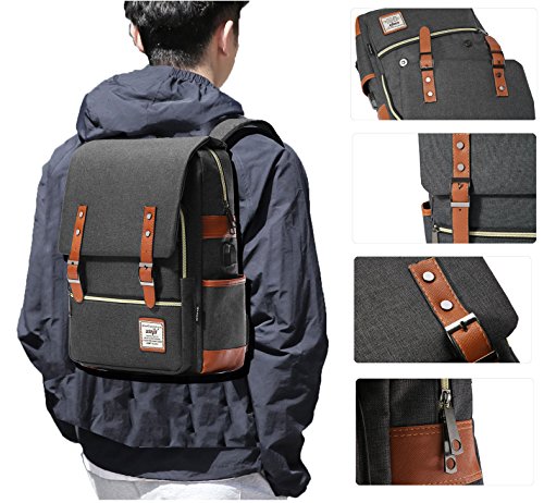 HapiLeap Mochila Escolar Unisex Mochila Portátil Senderismo Deportes Bolsa de Camping Fit La mayoría de los Portátiles 15.6 Pulgadas (Negro)