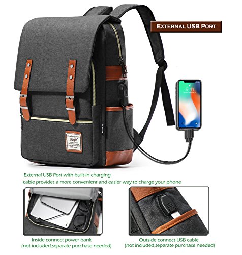 HapiLeap Mochila Escolar Unisex Mochila Portátil Senderismo Deportes Bolsa de Camping Fit La mayoría de los Portátiles 15.6 Pulgadas (Negro)