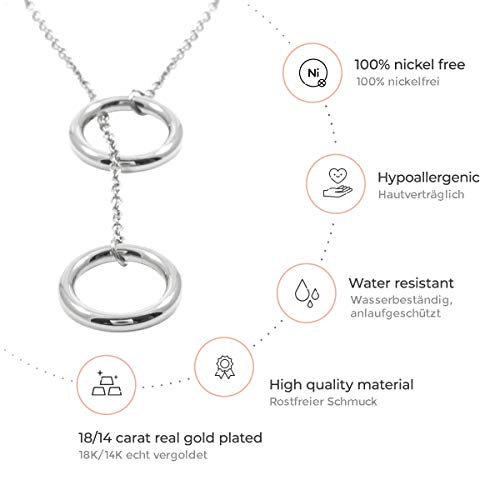 Happiness Boutique Damas Collar de Círculo en Color Plata | Collar Delicado con Colgante de Círculo Doble Joyería de Acero Inoxidable