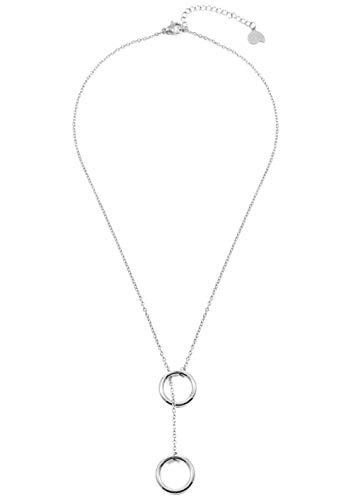 Happiness Boutique Damas Collar de Círculo en Color Plata | Collar Delicado con Colgante de Círculo Doble Joyería de Acero Inoxidable