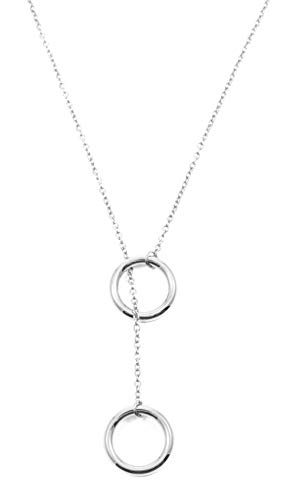 Happiness Boutique Damas Collar de Círculo en Color Plata | Collar Delicado con Colgante de Círculo Doble Joyería de Acero Inoxidable