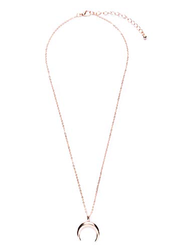 Happiness Boutique Damas Collar de Media Luna en Oro Rosa | Collar Delicado con Colgante Cuerno Joyería de Acero Inoxidable