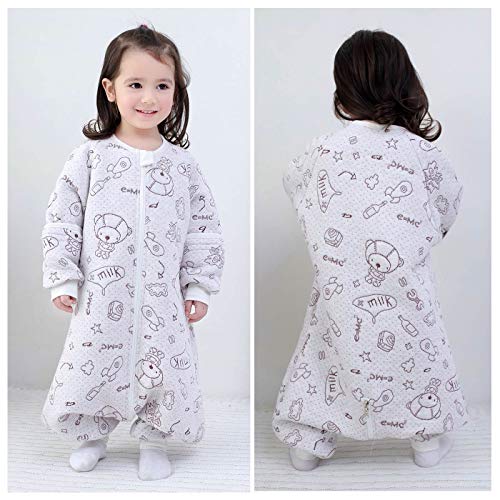 Happy Cherry - Mamelucos Enteros de Algodón para Bebé con Estampado Lindo Pijamas Transpible para Chicos con Estampado Lindo Caliente Invierno Otoño 1-2.5Tog - 3-5 Años