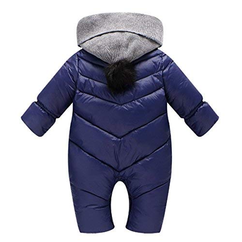 Happy Cherry Ropa de Una Pieza Prenda Exterior Chaqueta de Invierno con Capucha Mono Calentito Enterizo para 3-6 Meses Bebés Niños Niñas- Azul